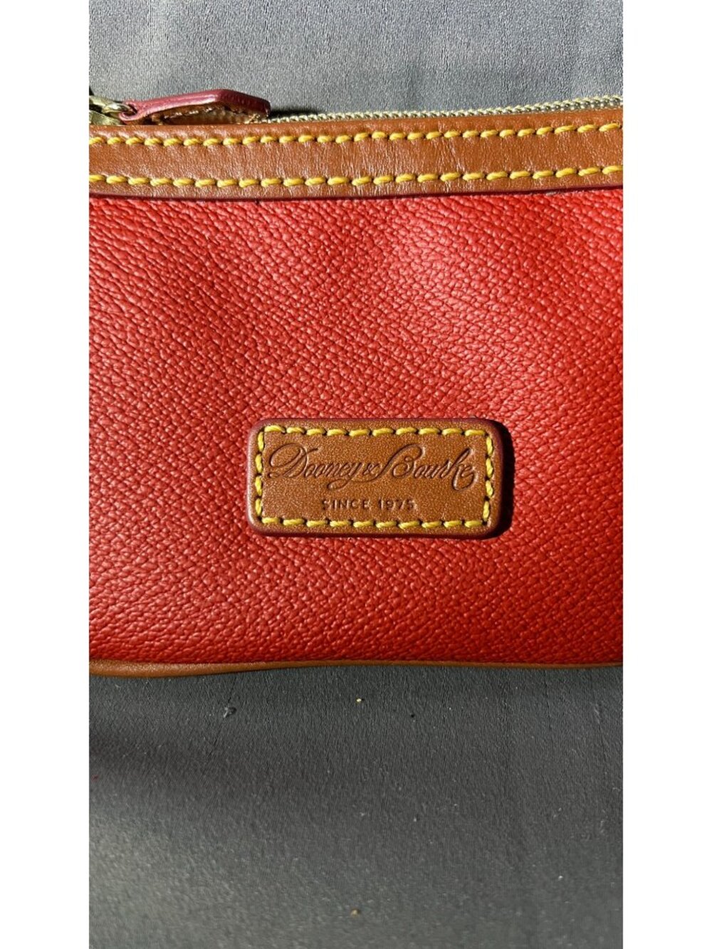 Dooney & Bourke Zippered Red Leather Wristlet With Keychain - Picture 2 of 5